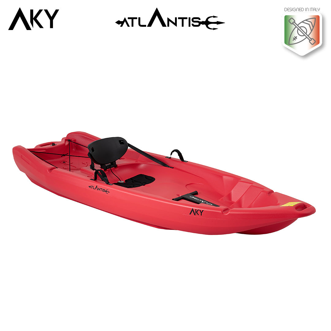 Kayak - canoa Atlantis AKY rossa - cm 240 - pagaia e schienalino -adulto + bambino