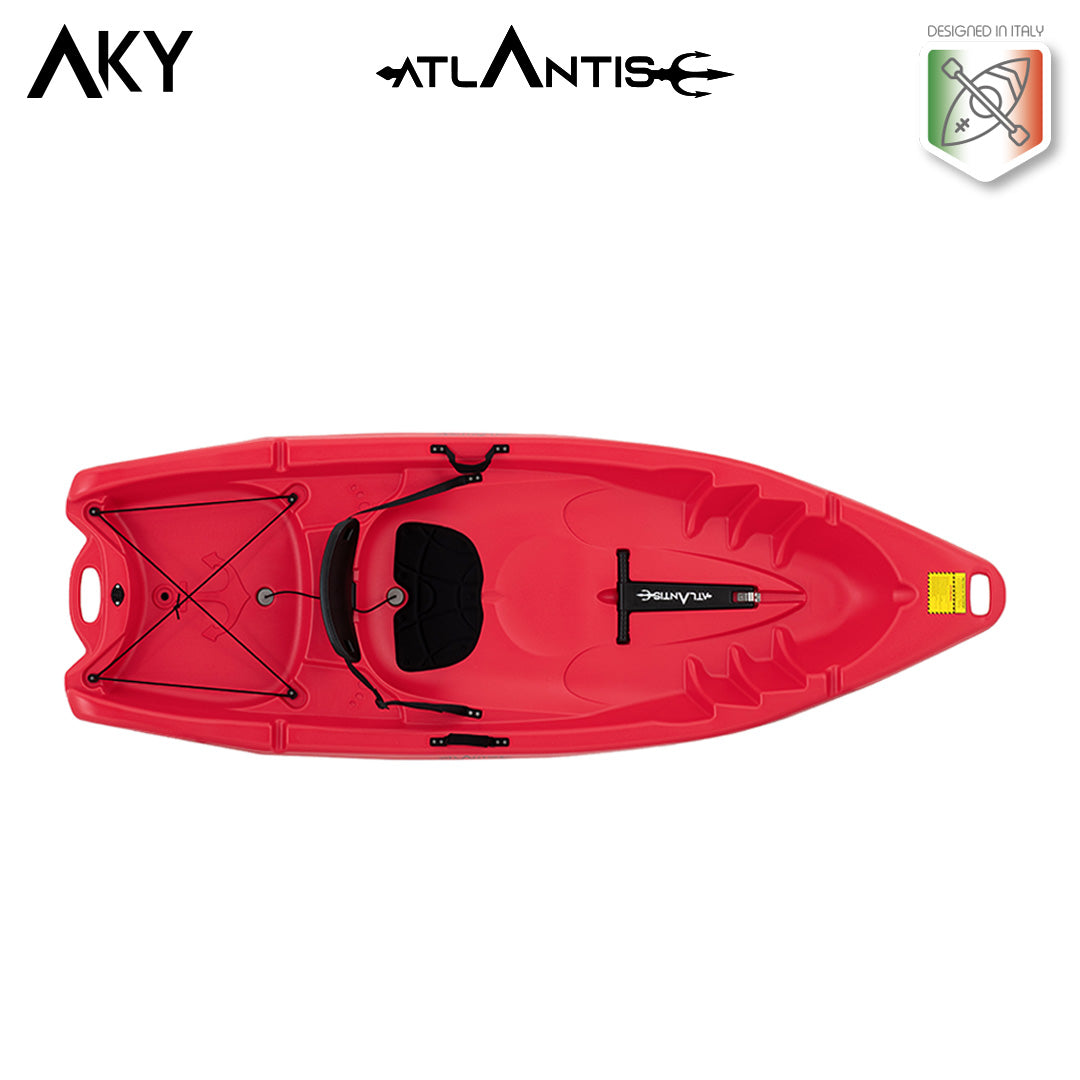 Kayak - canoa Atlantis AKY rossa - cm 240 - pagaia e schienalino -adulto + bambino