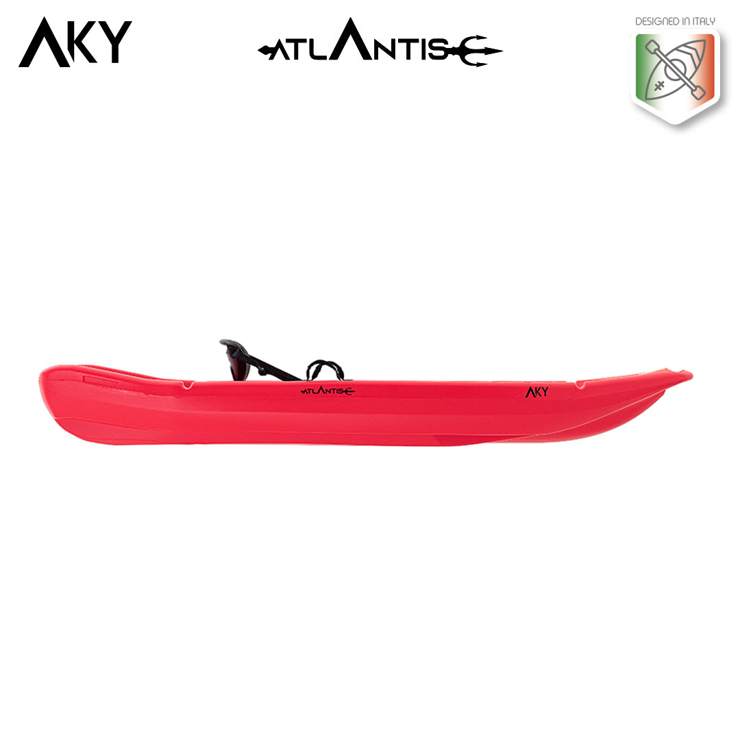 Kayak - canoa Atlantis AKY rossa - cm 240 - pagaia e schienalino -adulto + bambino