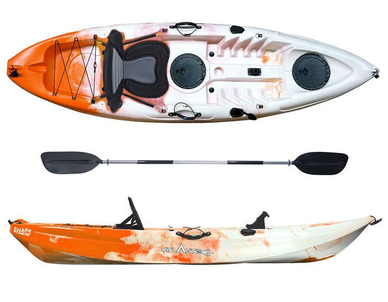 Kayak Atlantis Arancione 305 Cm - Canoa Con Accessori Per Pesca E Tour, Capacità 125 Kg - Foto 2