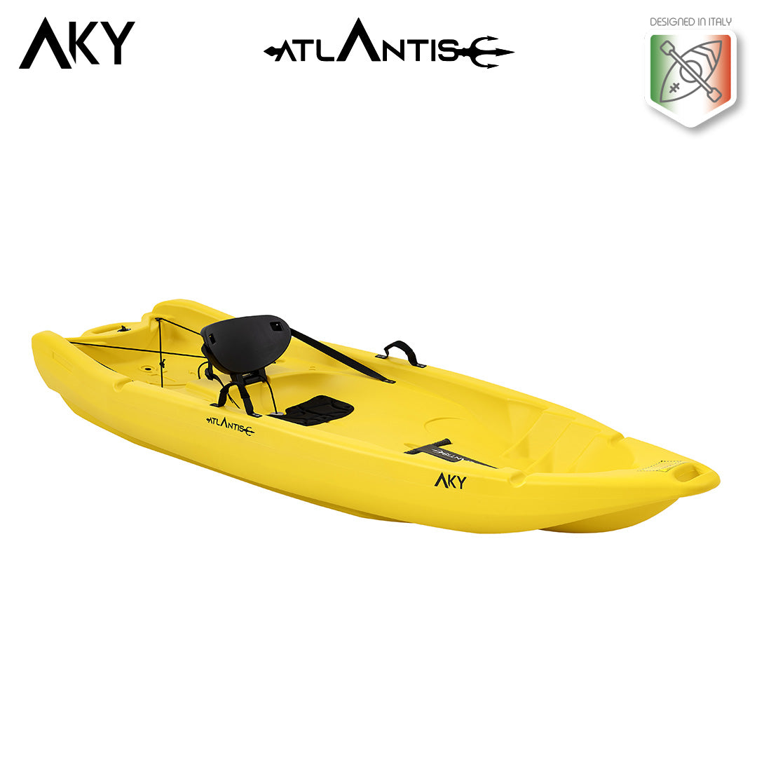 Kayak - canoa Atlantis AKY gialla - cm 240 - pagaia e schienalino -adulto + bambino
